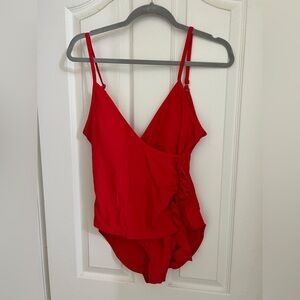 Rachel Roy Red Ruffled one-piece Swimsuit